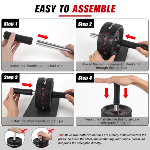 Ab Roller Wheel for Core Strength Training - Ultra-Wide Design, Black