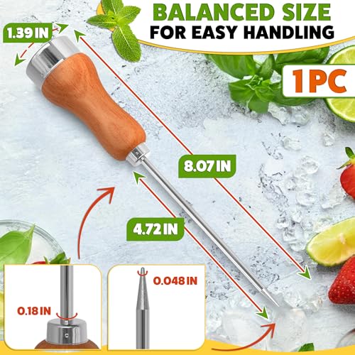 Ice Picks for Breaking in Freezer, 8.07 In, Stainless Steel, Wood