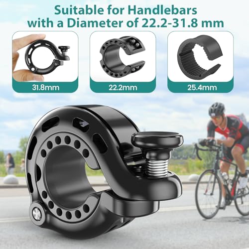 Aluminum Alloy Bike Bell - Crisp & Loud Sound - Black