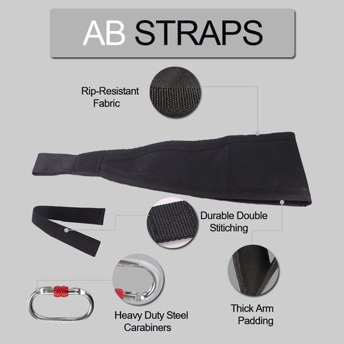 DASKING Hanging Ab Straps with Quick Locks - 1 Pair Gym Sling Straps for Pull Up Bar, Core & Abdominal Workouts