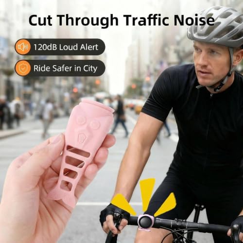 HilpurSkx Pink 120dB Waterproof Electric Bike Horn with 5 Ringtones & USB-C Rechargeable