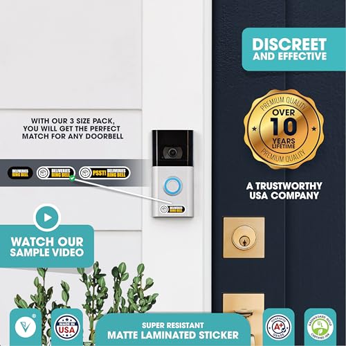 Tiny Deliveries Ring Bell Sign for Delivery Driver | All Deliveries Ring Doorbell | Tiny 3 Sizes Perfect for Video Doorbell | Matte Waterproof Sticker