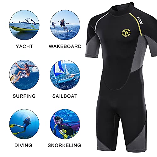 FINDSLINX Black-Gray 1.5mm Neoprene Shorty Wetsuit for Diving & Surfing