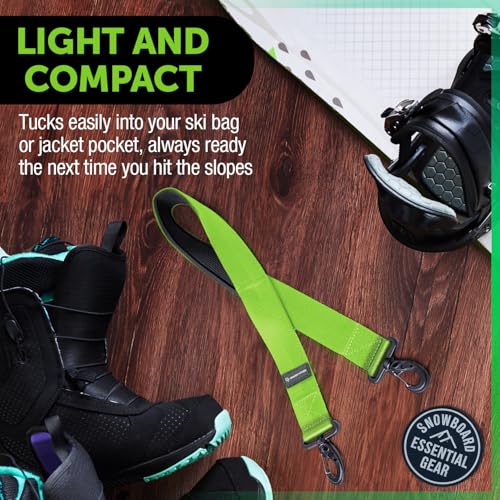 Ski & Snowboard Boot Carrier Straps - Green Anti-Slip Sling