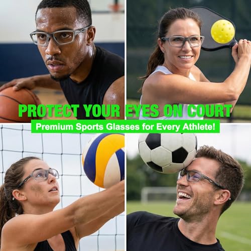 Lensless Pickleball Glasses Set - Gray Sport Goggles with Hard Case