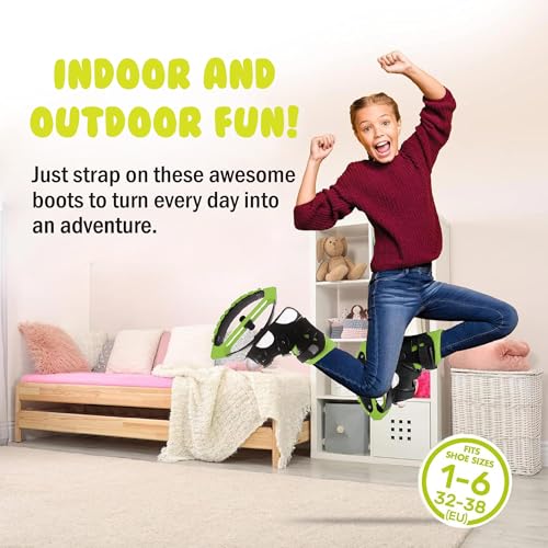 Kangaroo Jumping Shoes for Kids - Green, Sizes 1-6