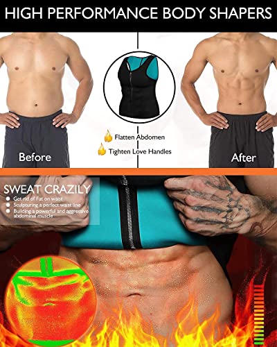 Men's Sauna Vest Sweat Waist Trainer Neoprene Tank Top - Black, Large