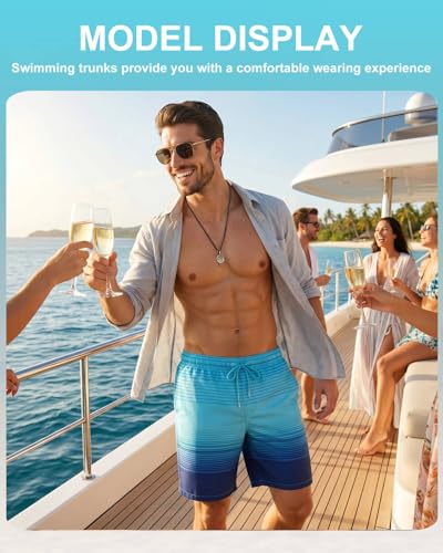 Justay 2 in 1 Mens Swim Trunks 7 Inch, Beach Shorts with Pockets