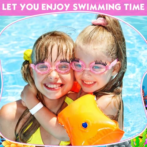 Konohan Kids Girls Swim Goggles with Eyelash Design - Fun Water Sports Goggle