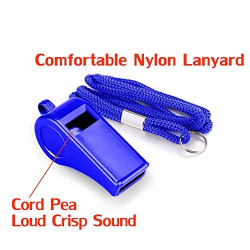 Loud Plastic Whistles with Lanyards - 2 Pack for Coaching and Refereeing