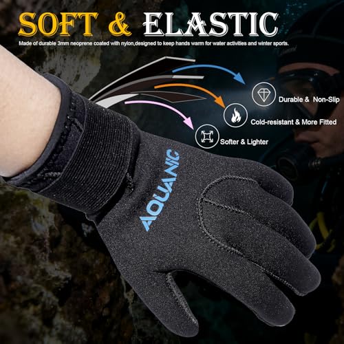 3mm Neoprene Diving Gloves with Adjustable Strap - Anti-Slip