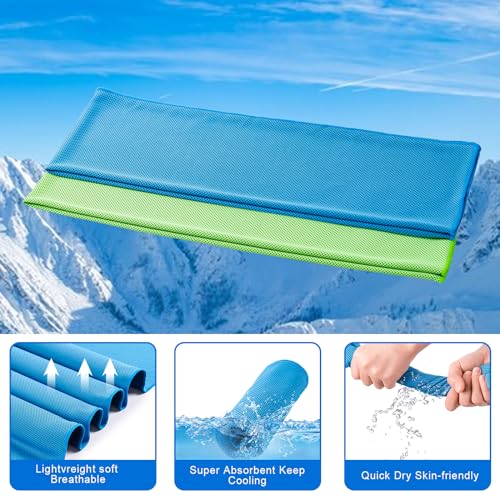 Cooling Towel 4 Pack - Soft Microfiber Ice Towels for Sports - Light Blue, Green, Pink, Grey
