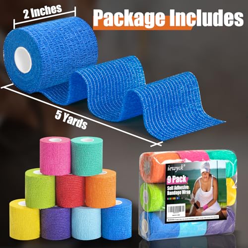 Self-Adhesive Bandage Wrap - 2-Inch Elastic Athletic & Vet Wrap, Multi-colored
