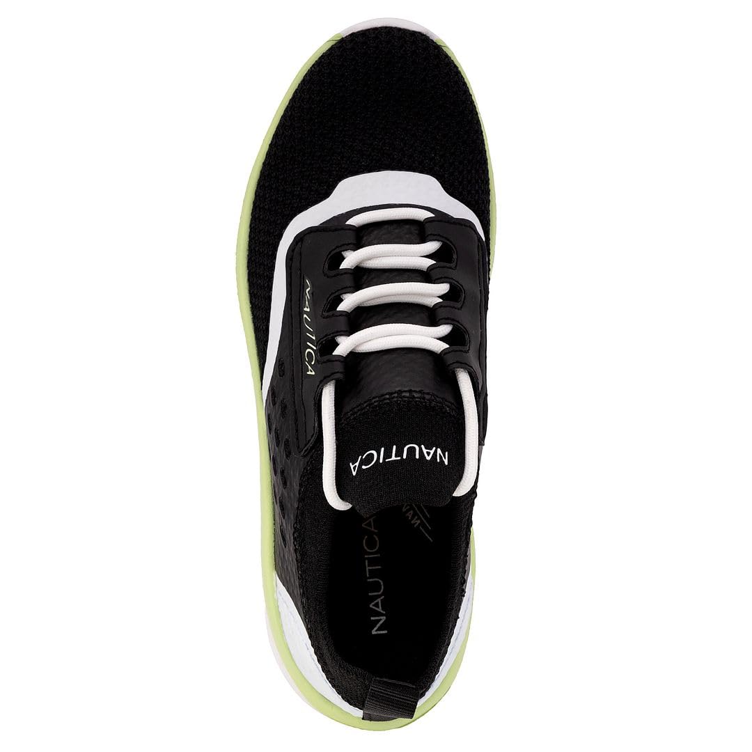Nautica Women's Fashion Sneaker Lace-Up Jogger Running Shoe Casual Max Cushioning Walking Tennis Sneaker-Seracen-Black-11