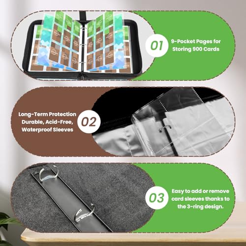Deep Green 9-Pocket Trading Card Binder for 900 Cards - Winsing