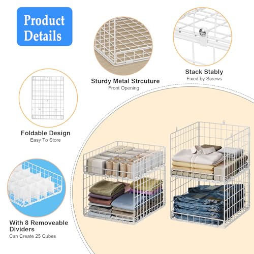 Closet Organizers and Storage Shelves for Clothes, Collapsible Stackable Storage Bins Organizer Baskets Containers Drawers for Truck Camper Closet RV Closets Pantries Cupboard Wardrobe