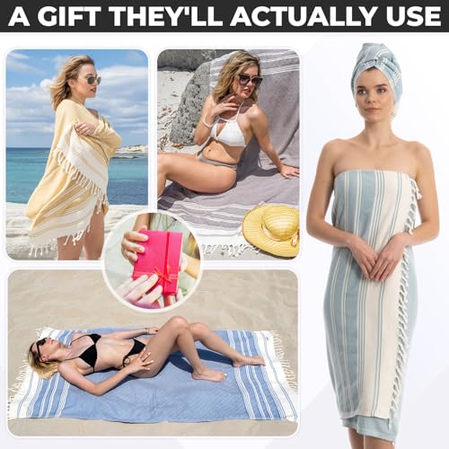DEMMEX Organic Cotton Turkish Beach & Bath Towel 71x36 Navy Blue