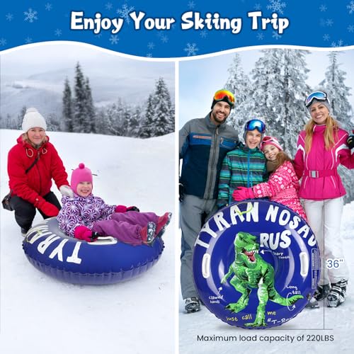 36" Inflatable Snow Tube for Kids - Dinosaur Design