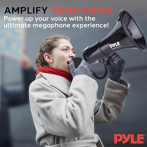 50W Megaphone Speaker Bullhorn with Siren - Black