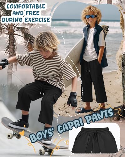 Boys' Cargo Capri Pants - 13-14 Years / Black