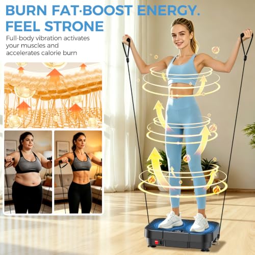Vibration Plate Exercise Machine - 250 Levels, Auto Mode, Black