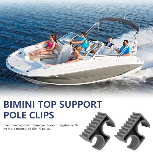 Bimini Top Pole Clips - 7/8-Inch Boat Support Clips (2 Pack)
