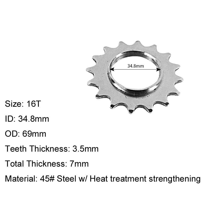 Yuauy 13T 14T 15T 16T 17T Bicycle Freewheels Single Speed Fixed Gear One Speed Bike Sprocket Cog w/Free Lock Ring 5 Sizes One Set