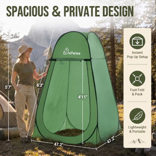 WolfWise Pop Up Shower Tent for Camping Essentials, Compact &