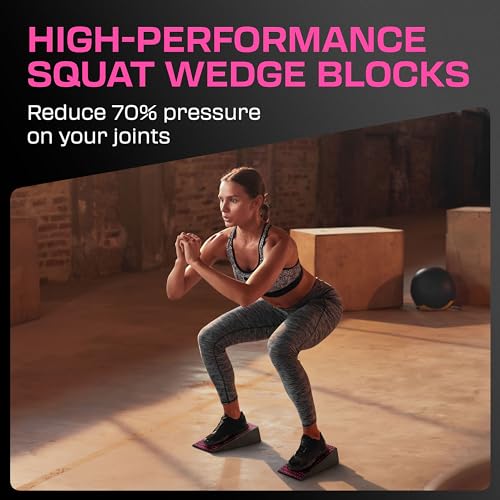 Squat Wedge Block Pair - 17° Heel Elevation, Pink Power