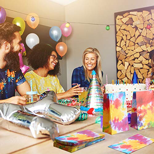 Zonon Tie Dye Paper Bags, 24 Pcs Party Favor Bags for Birthday Gift