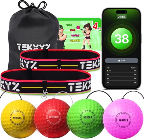 Boxing Reflex Ball Set with App - 4 Balls & 2 Headbands