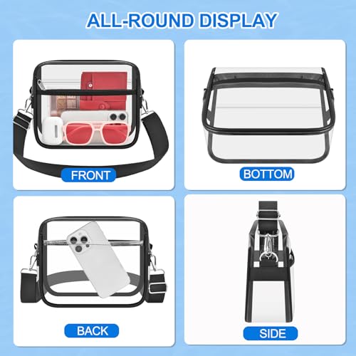 Clear Stadium Approved Bag for Events - Small Mini Purse - Black