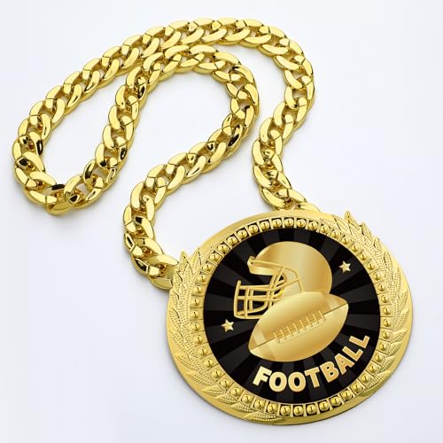 Tondiamo Sports MVP Turnover Chain Medal - 6-inch Gold Football Award - Sports Trophy for Winners
