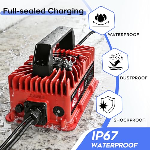 48V Golf Cart Battery Charger - 15 Amp Rapid Charger - Red