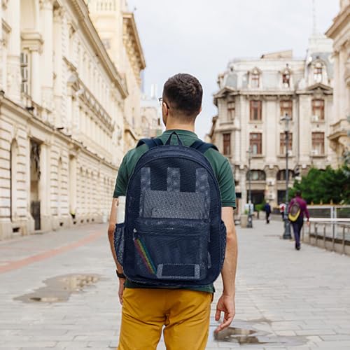COVAX Royal Blue See-Through Mesh Bookbag Backpack for College