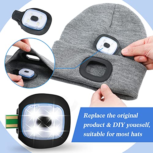 Mudder 4-Pack USB Rechargeable LED Beanie Hat Lights for Night Safety