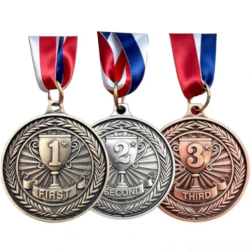 6pcs Award Medals Set - 1st 2nd 3rd Place Competition Medals for Sports & Events