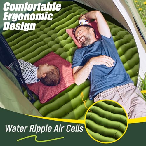 Yuzonc Green Double Self-Inflating Camping Sleeping Pad 4'' Thick for 2 People