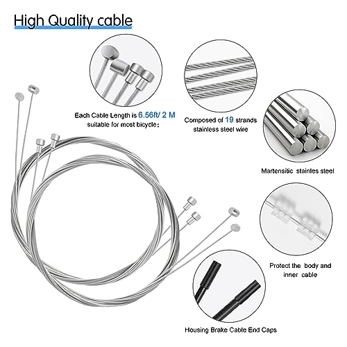 4PCS Universal Bicycle Brake Cable Set - 2M Long MTB/Road