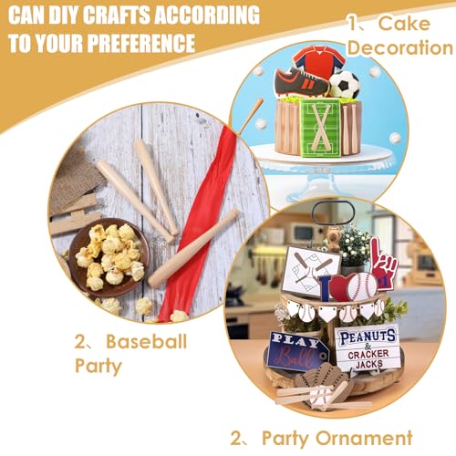 Mini Wooden Baseball Bats - 6 Inch Unfinished Craft Set (6 Pcs)