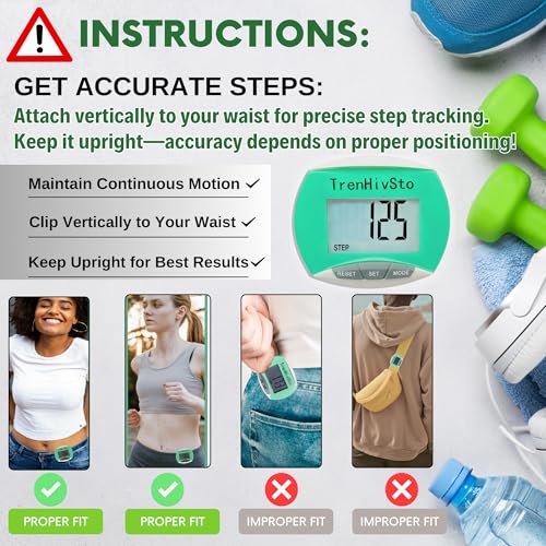 Step Counter Pedometer for Walking and Running - Clip-On Tracker