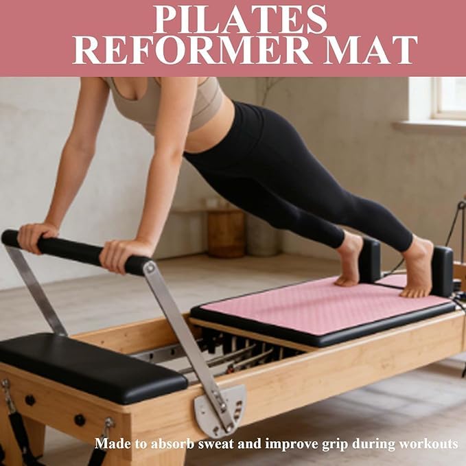 Non-Slip Pilates Reformer Mat Towel - Pink, Quick Dry Microfiber