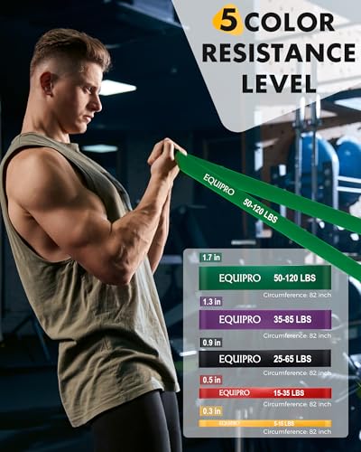 Equipro Resistance Bands Set with Handles, Door Anchor & Sleeve – 5 Bands for Home Workout