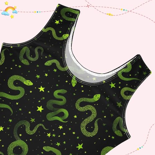 Girls Gymnastics Leotard Snakes Design - Sleeveless Unitard 7-8 Years