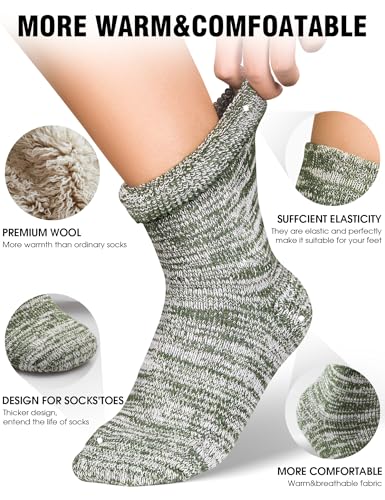 Merino Wool Thermal Hiking Socks for Men - 5 Pairs, Multicolor