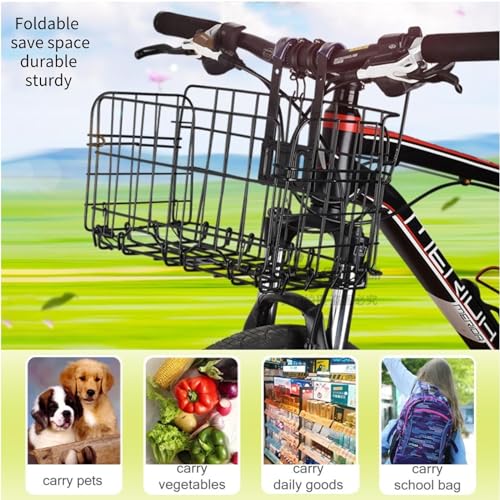 Foldable Bicycle Front & Rear Basket - Rustproof Steel, Easy Install, Large Capacity