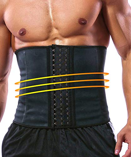 Latex Waist Trainer Corset with Steel Bone - Black, Large