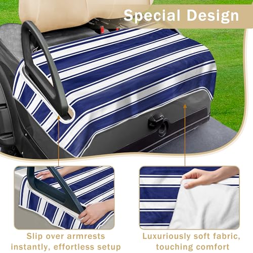 Golf Cart Seat Covers - Soft Towel Blanket for EZGO, Club Car, Yamaha - Blue Dark