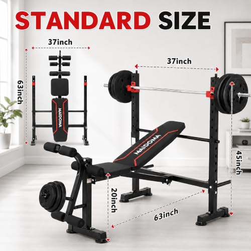 Adjustable 8-in-1 Weight Bench Set with Leg Extension - Vermeil