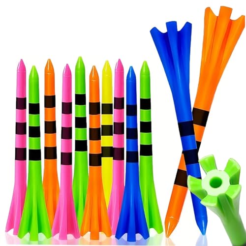SWINGTEK 120 Golf Tees Set - 3-1/4" Long & Short Unbreakable Plastic Tees in Mixed Colors